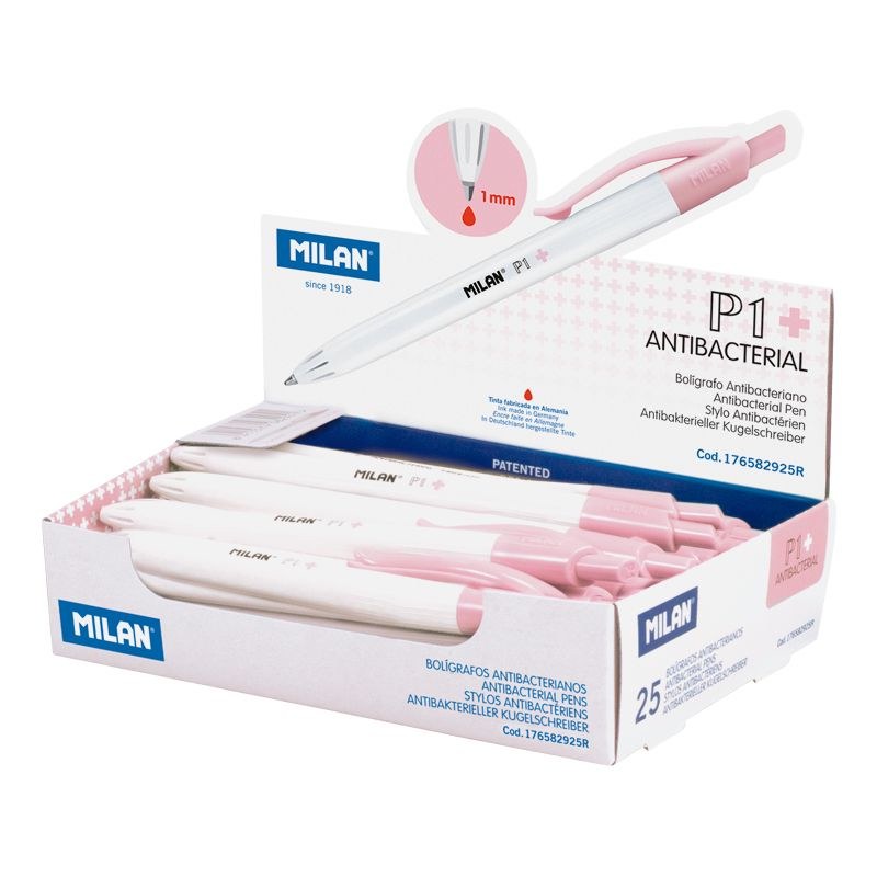 Milan P1 Touch Antibacterial Microban Ballpen Red Ink School Books 